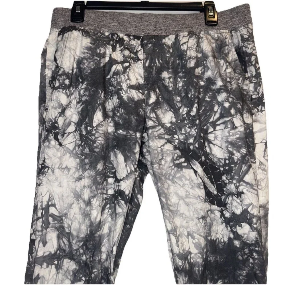 Cabi Women’s Gray White Tie Dye Pull on Elastic Waist Jogger‎ Pants #5075 Sz M